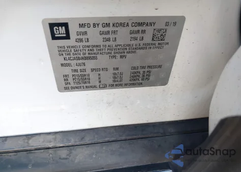 2019 Buick Encore Fwd Preferred z USA, uszkodzony, nr VIN KL4CJASB4KB895055